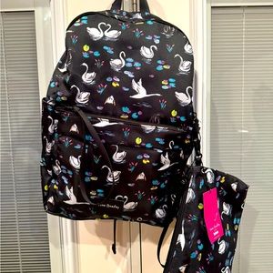 Vera Bradley! Backpack and pouch, $80 value! Black with multi color!